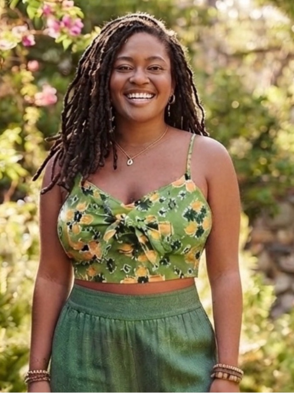 aerie Tie Front Fitted Crop Top